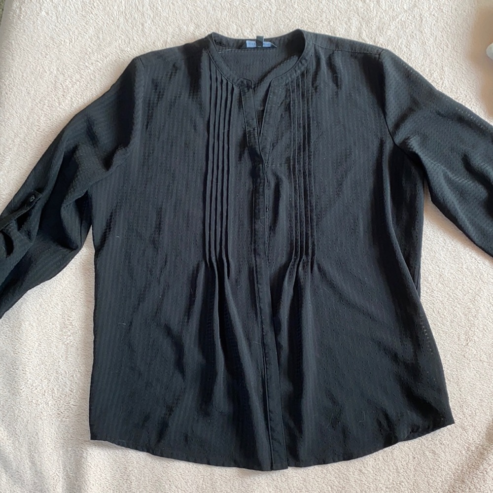 George Black 3/4 Button Up Mesh Top